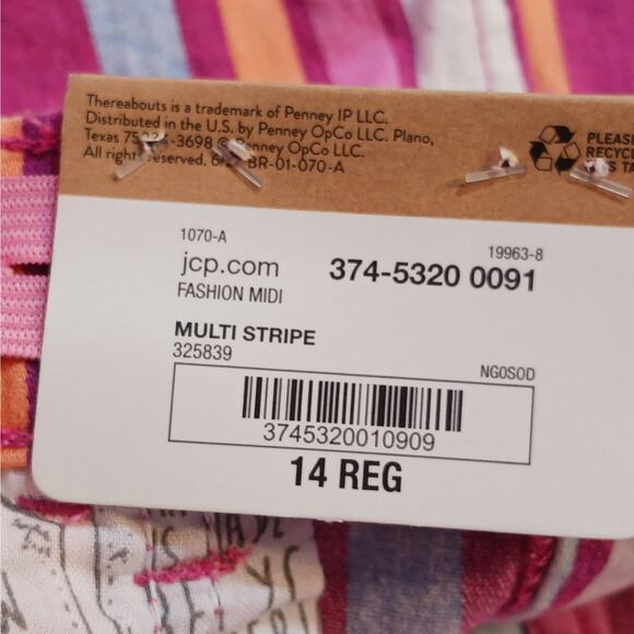 NWT ThereAbouts 5" Midi Shorts Girls 14R Pink Multi Striped Cuffed Hem - Picture 4 of 12